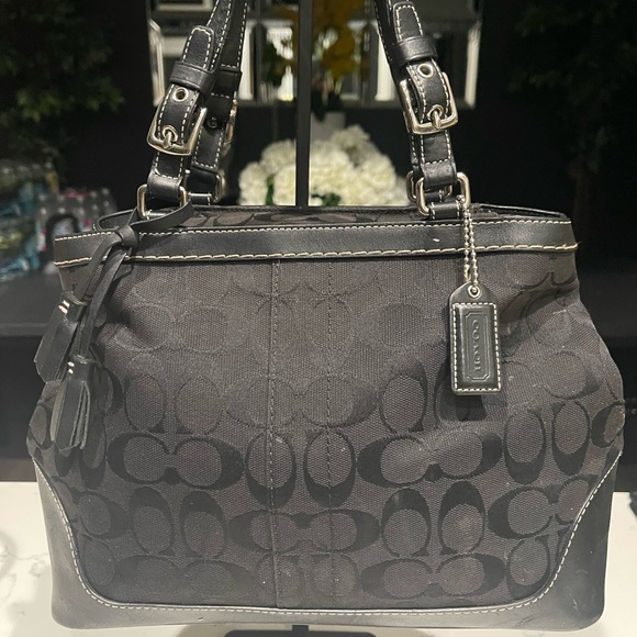 Coach Black and Gray Signature Satchel - Picture 1 of 10